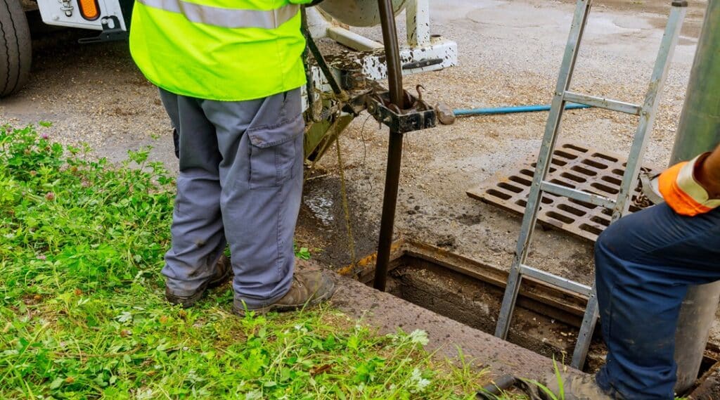 Cleaning the sewer system special equipment, utility service of the town.
